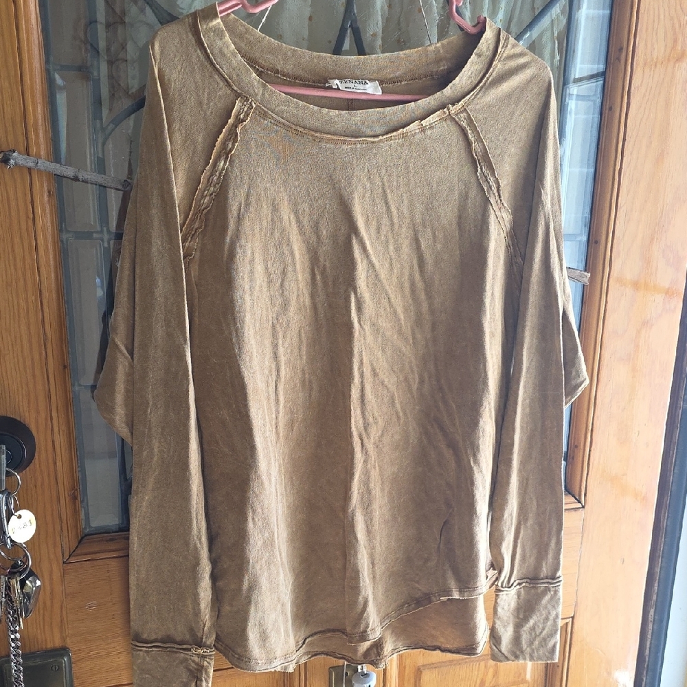 Zenana Outfitters Tan Long Sleeve Top